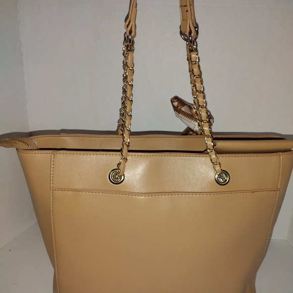 bebe Tan Tote Bag with Chain Straps - Picture 7 of 15